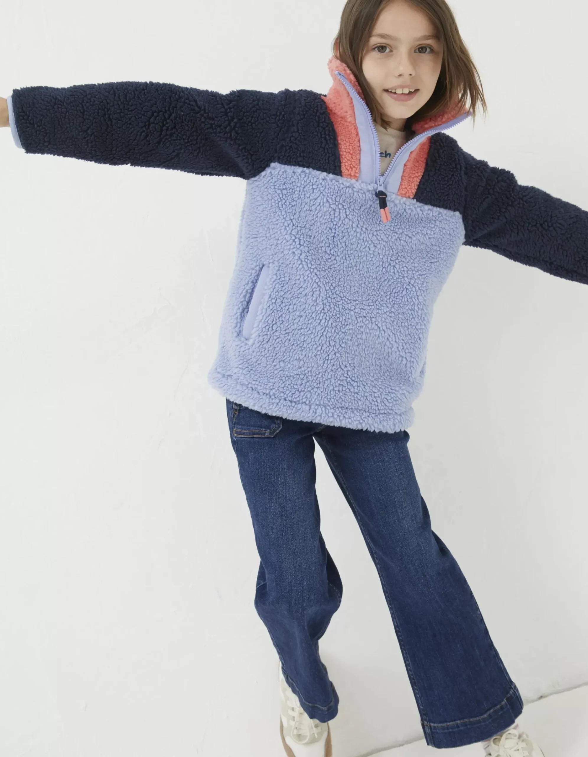 FatFace Parker Fleece Half Neck Sweatshirt Blue Outlet