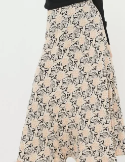 FatFace Pat Damask Floral Midi Skirt Black