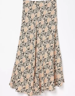FatFace Pat Damask Floral Midi Skirt Black