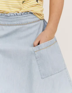FatFace Patch Pocket Skirt Chambray Discount