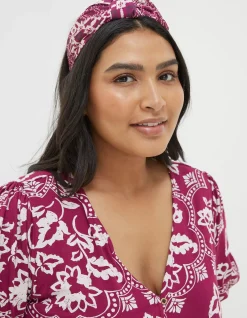 FatFace Patchwork Geo Head Band Purple New