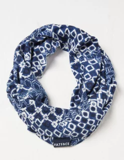 FatFace Patchwork Geo Multi Snood Navy Clearance