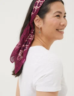 FatFace Patchwork Hair Scarf Purple Outlet