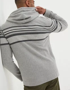 FatFace Pattern Hoodie Grey Clearance