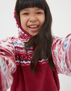 FatFace Patterned Microfleece Hoodie Rasp Red Best