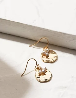 FatFace Pearl And Disc Earrings Gold Discount