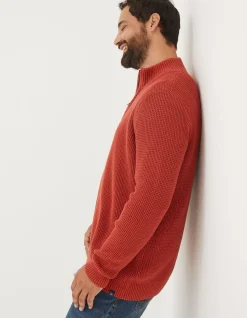 FatFace Pembrey Cotton Half Neck Jumper Washed Red Online