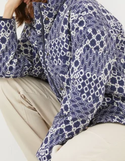 FatFace Peri Patchwork Puffer Jacket Navy Discount