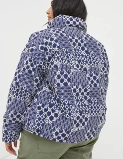FatFace Peri Patchwork Puffer Jacket Navy Discount