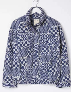 FatFace Peri Patchwork Puffer Jacket Navy Discount