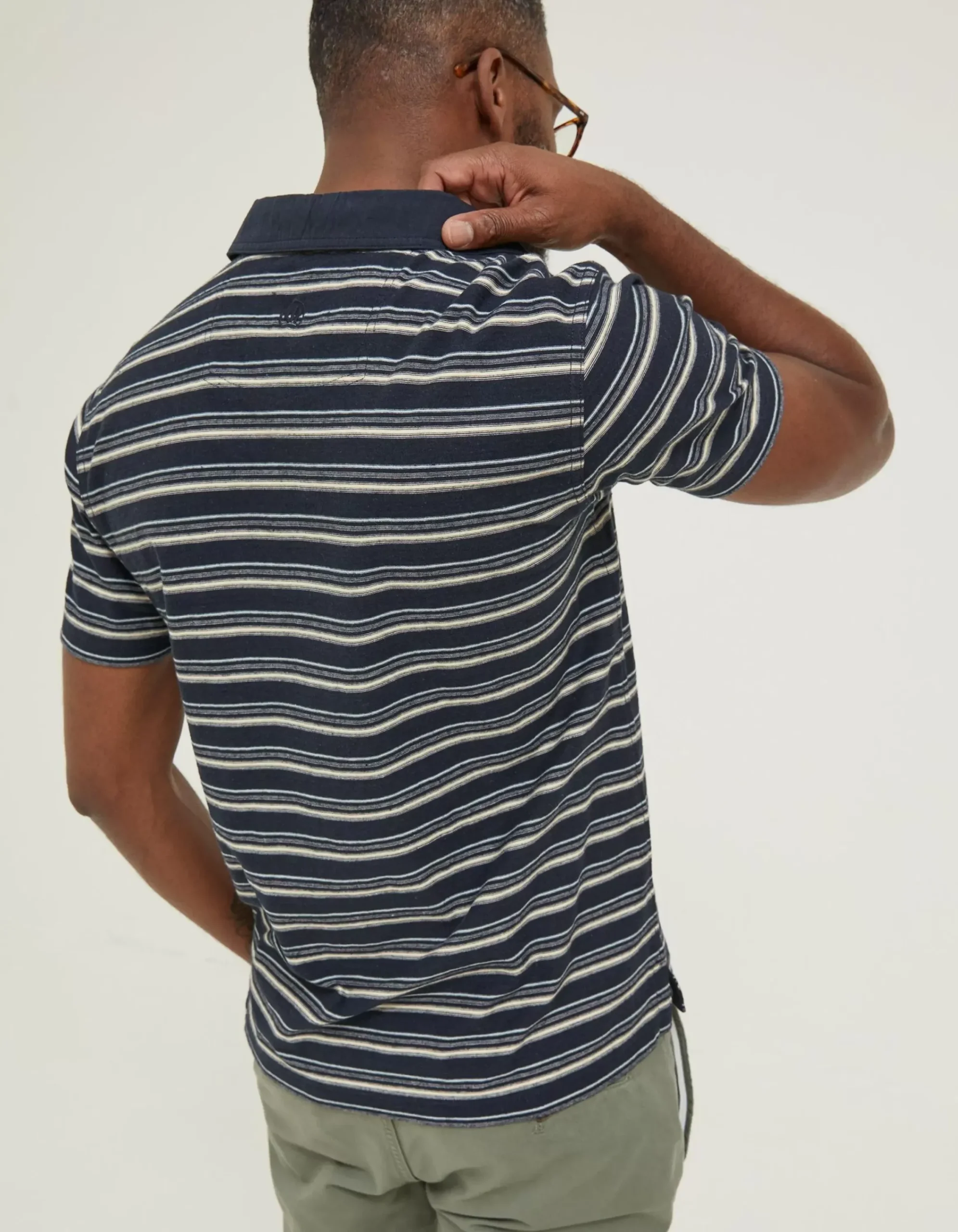 FatFace Perranporth Stripe Polo T-Shirt Navy Discount