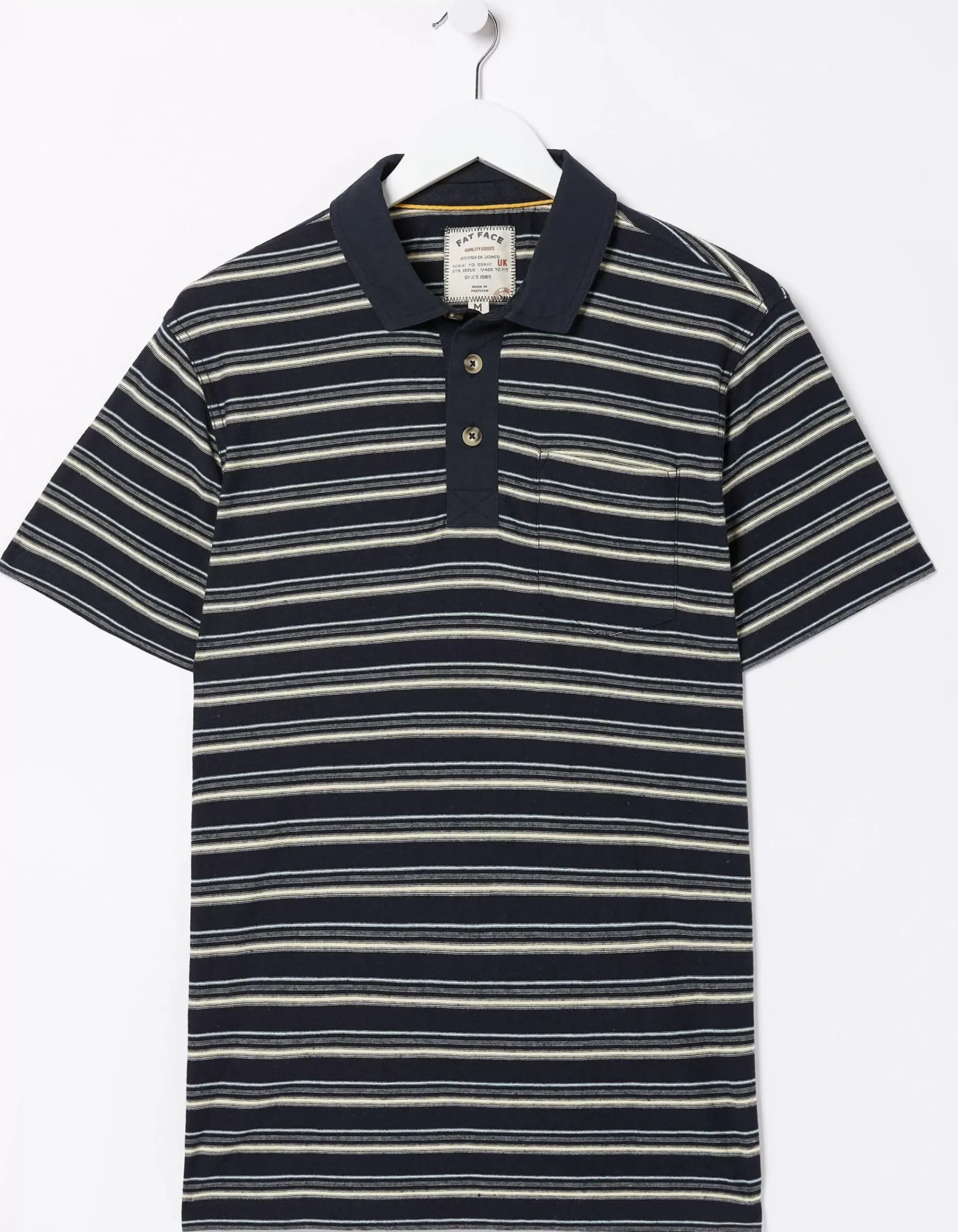 FatFace Perranporth Stripe Polo T-Shirt Navy Discount