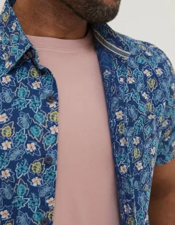 FatFace Pineham Print Shirt Navy Hot