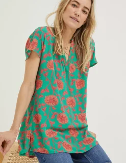 FatFace Piper Bali Blooms Tunic Bright Green Hot