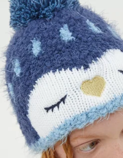 FatFace Pippa Penguin Beanie Hat Navy Outlet