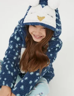 FatFace Pippa Penguin Zip-Up Sweatshirt Blue Clearance