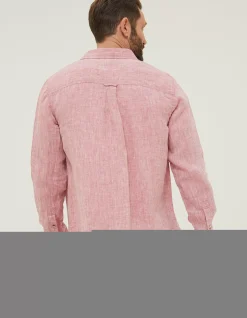 FatFace Plain Linen Shirt Rose Pink Hot