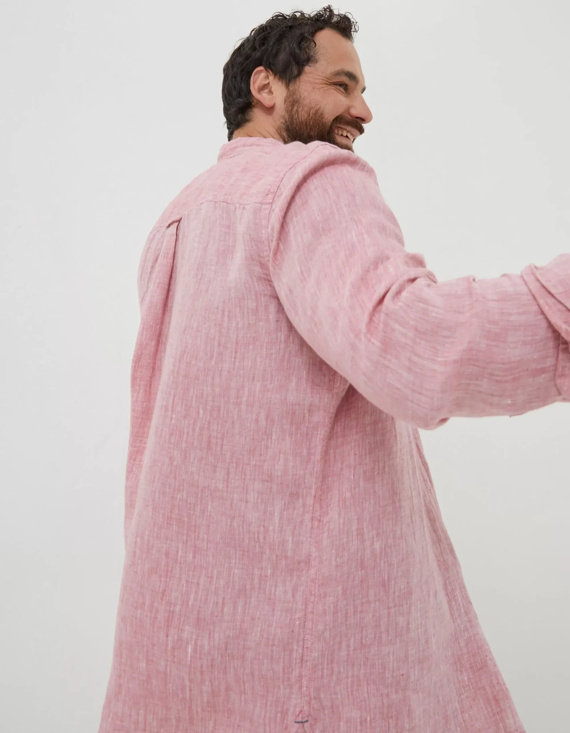 FatFace Plain Linen Shirt Rose Pink Hot