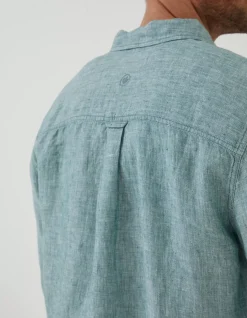 FatFace Plain Linen Shirt Green New