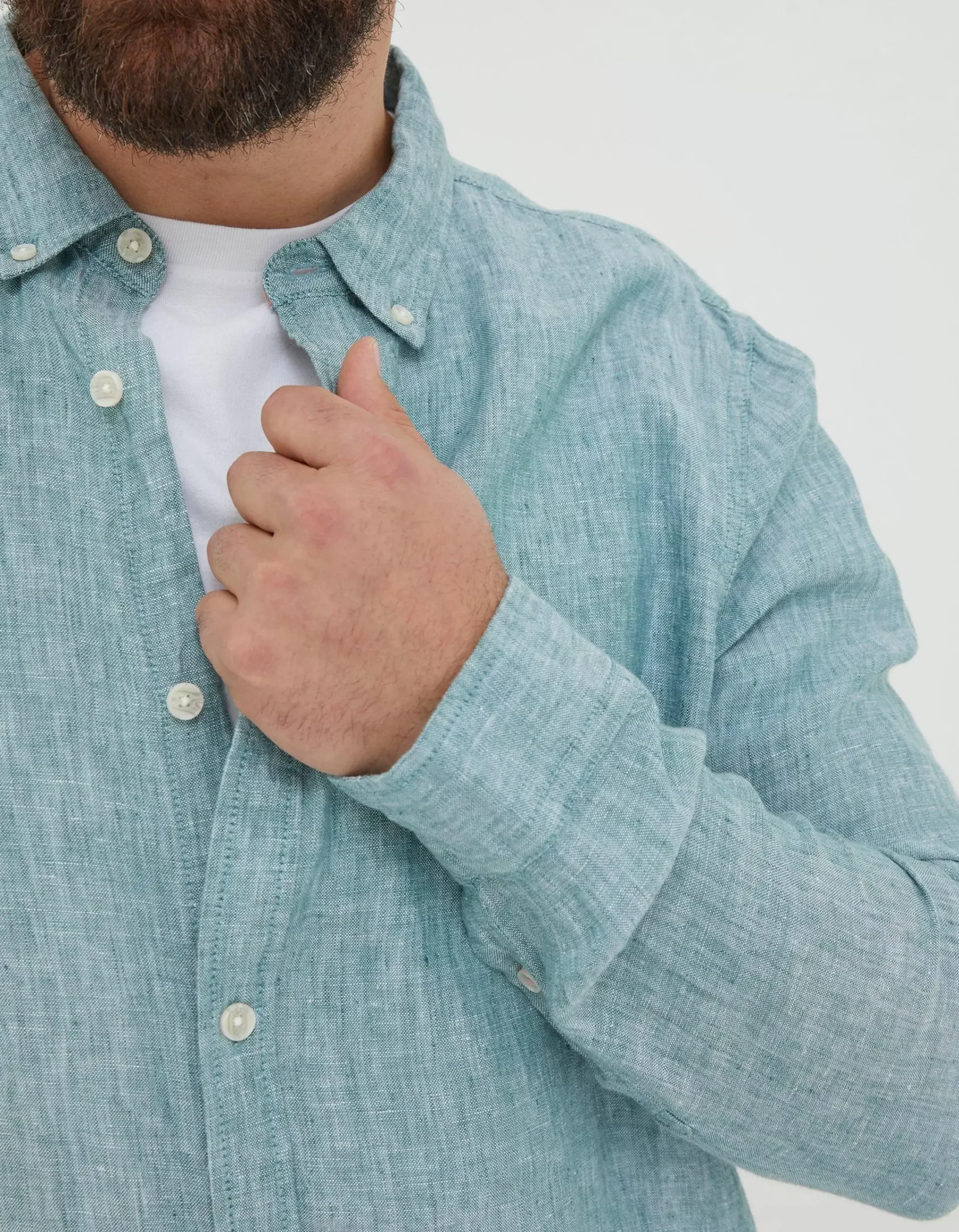 FatFace Plain Linen Shirt Green New