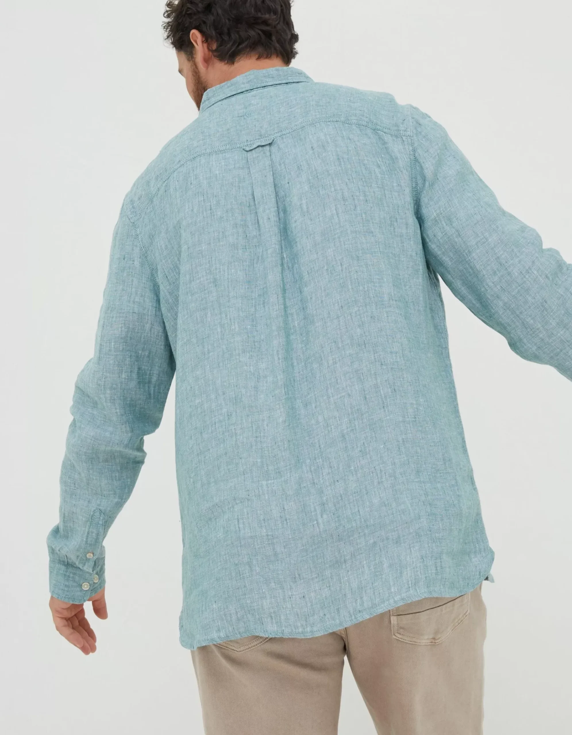 FatFace Plain Linen Shirt Green New