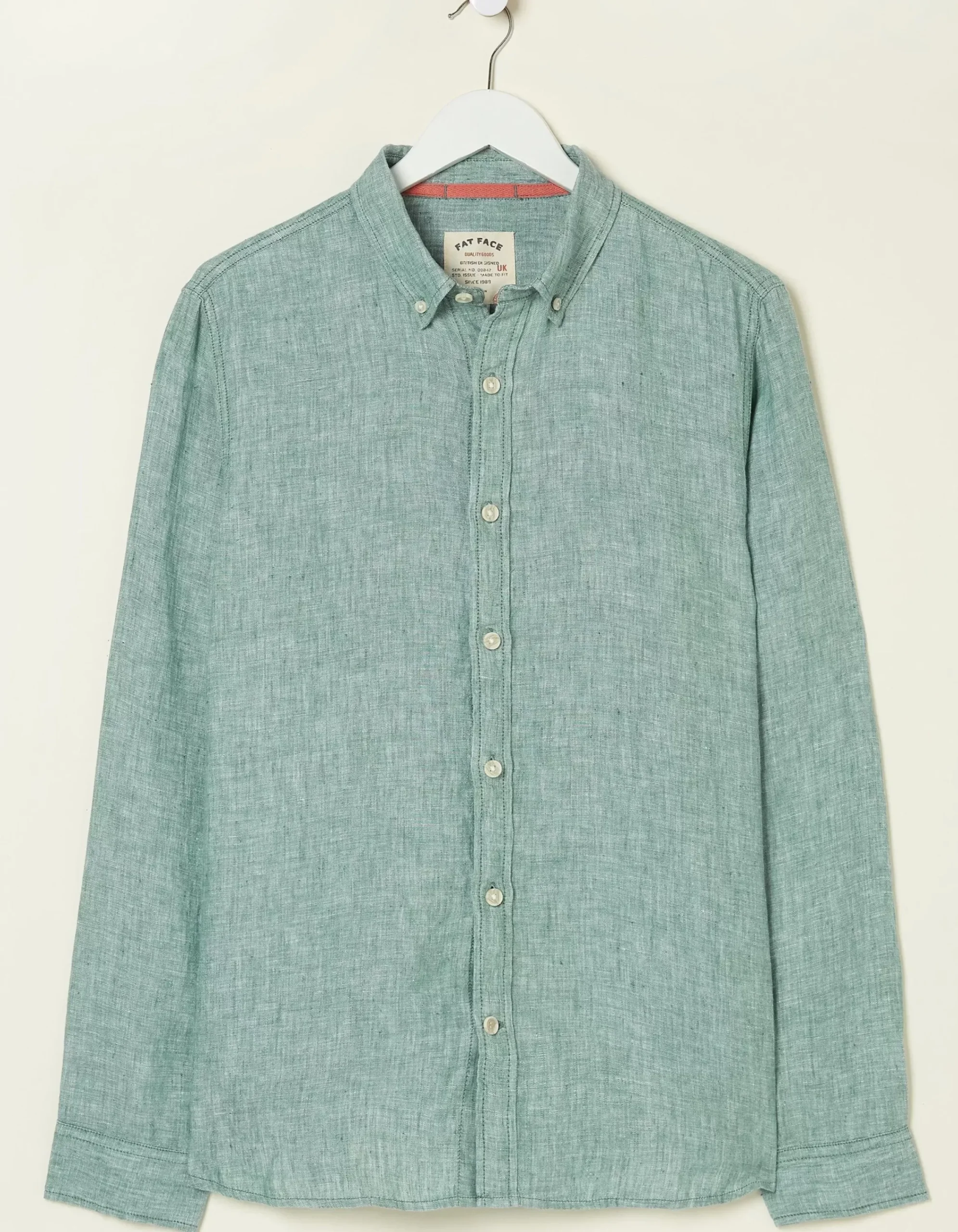 FatFace Plain Linen Shirt Green New