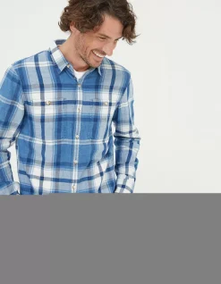 FatFace Plastow Check Shirt Blue Outlet