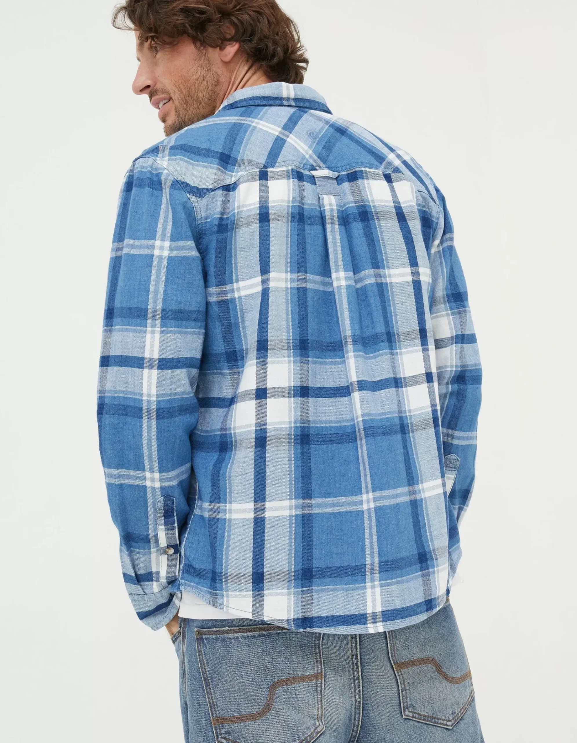 FatFace Plastow Check Shirt Blue Outlet
