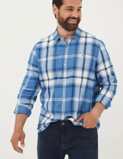 FatFace Plastow Check Shirt Blue Outlet