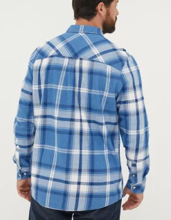 FatFace Plastow Check Shirt Blue Outlet