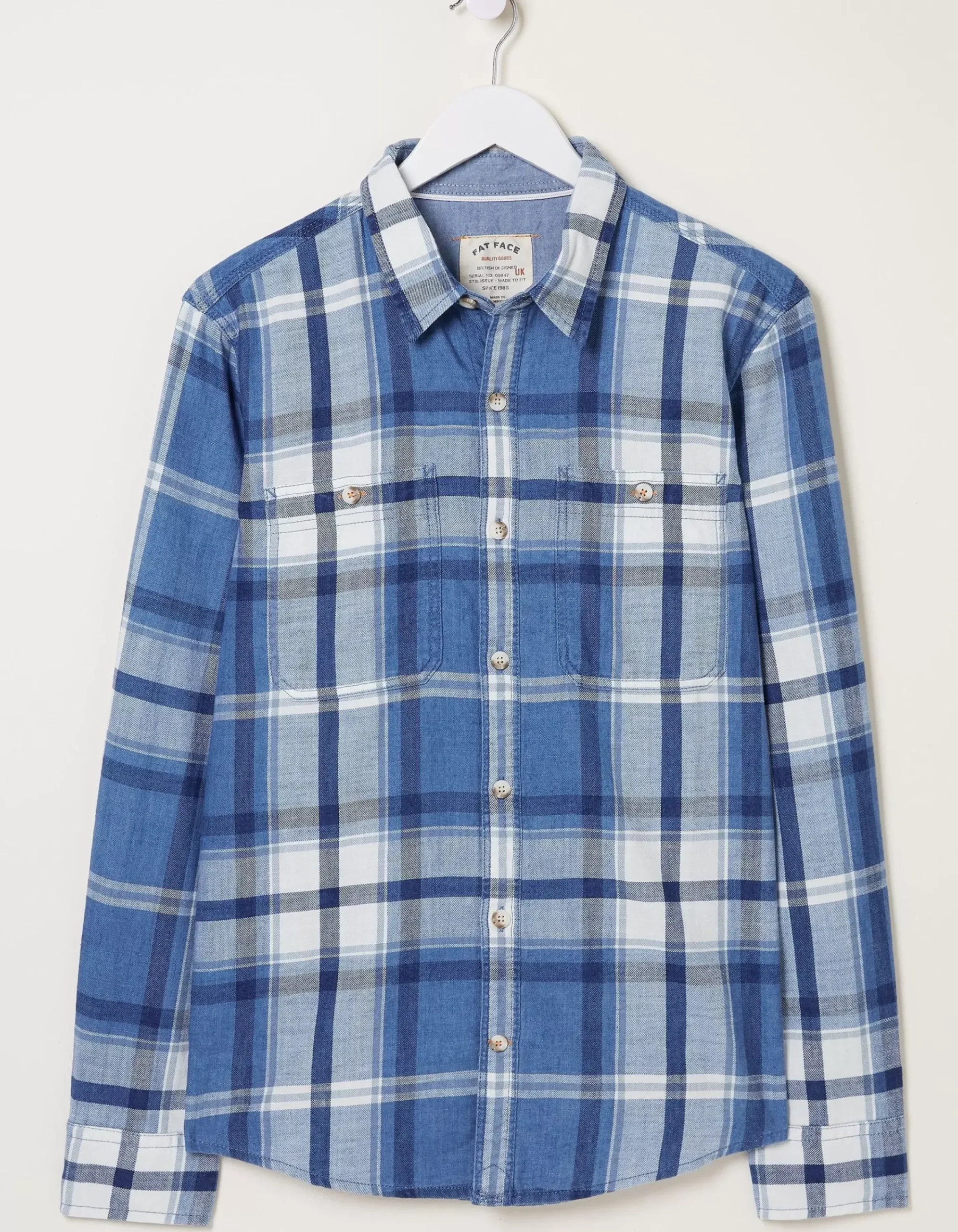 FatFace Plastow Check Shirt Blue Outlet