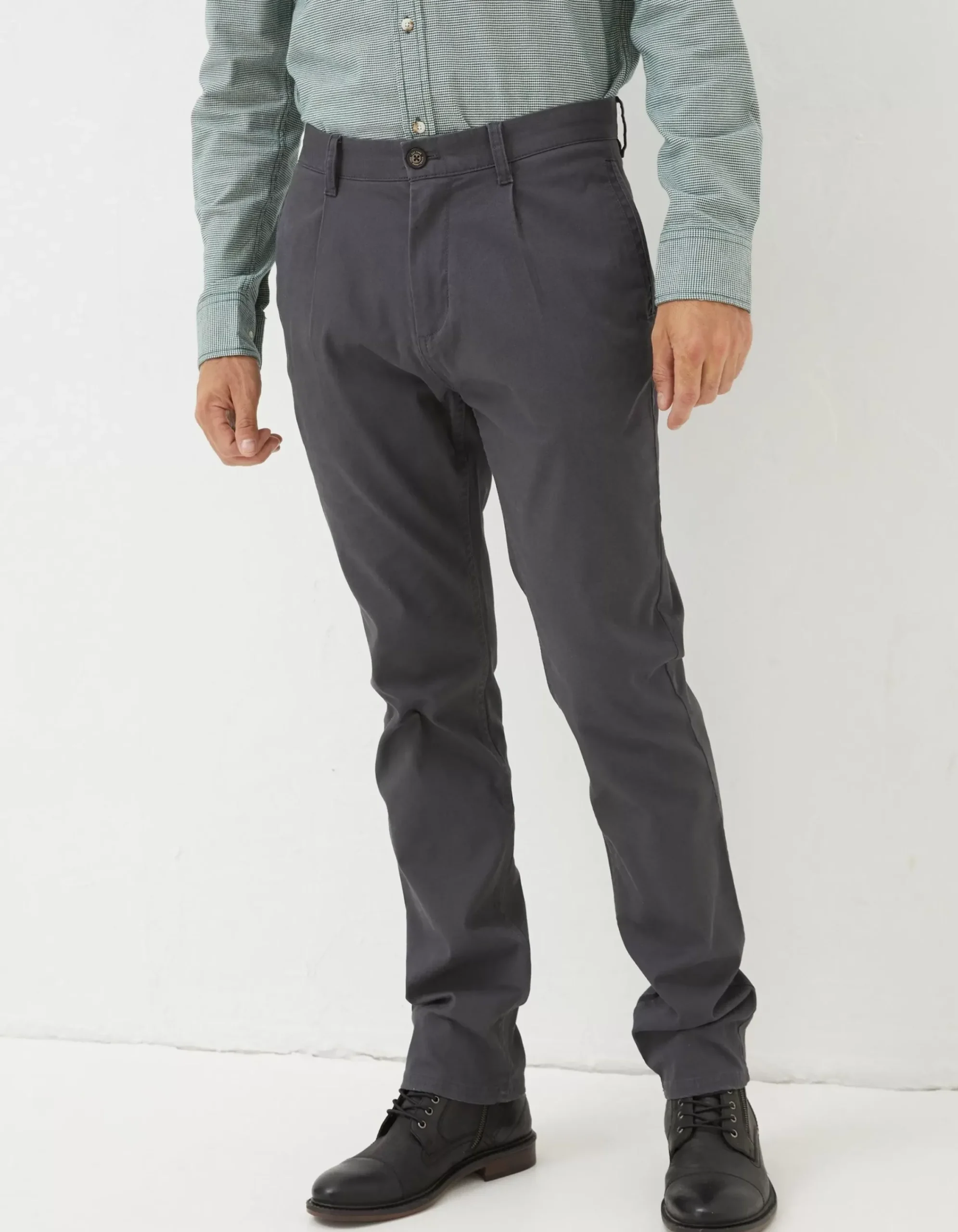 FatFace Pleated Chino Trousers Dark Grey Sale