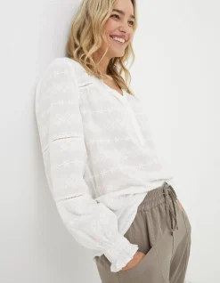 FatFace Poppy Embroidered Blouse Ivory New
