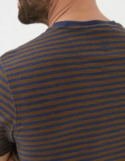 FatFace Porth Stripe T-Shirt Indigo Blue Discount