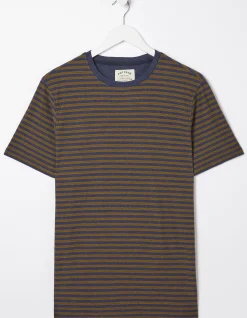 FatFace Porth Stripe T-Shirt Indigo Blue Discount