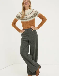 FatFace Presley Mini Check Trouser Charcoal Grey Sale