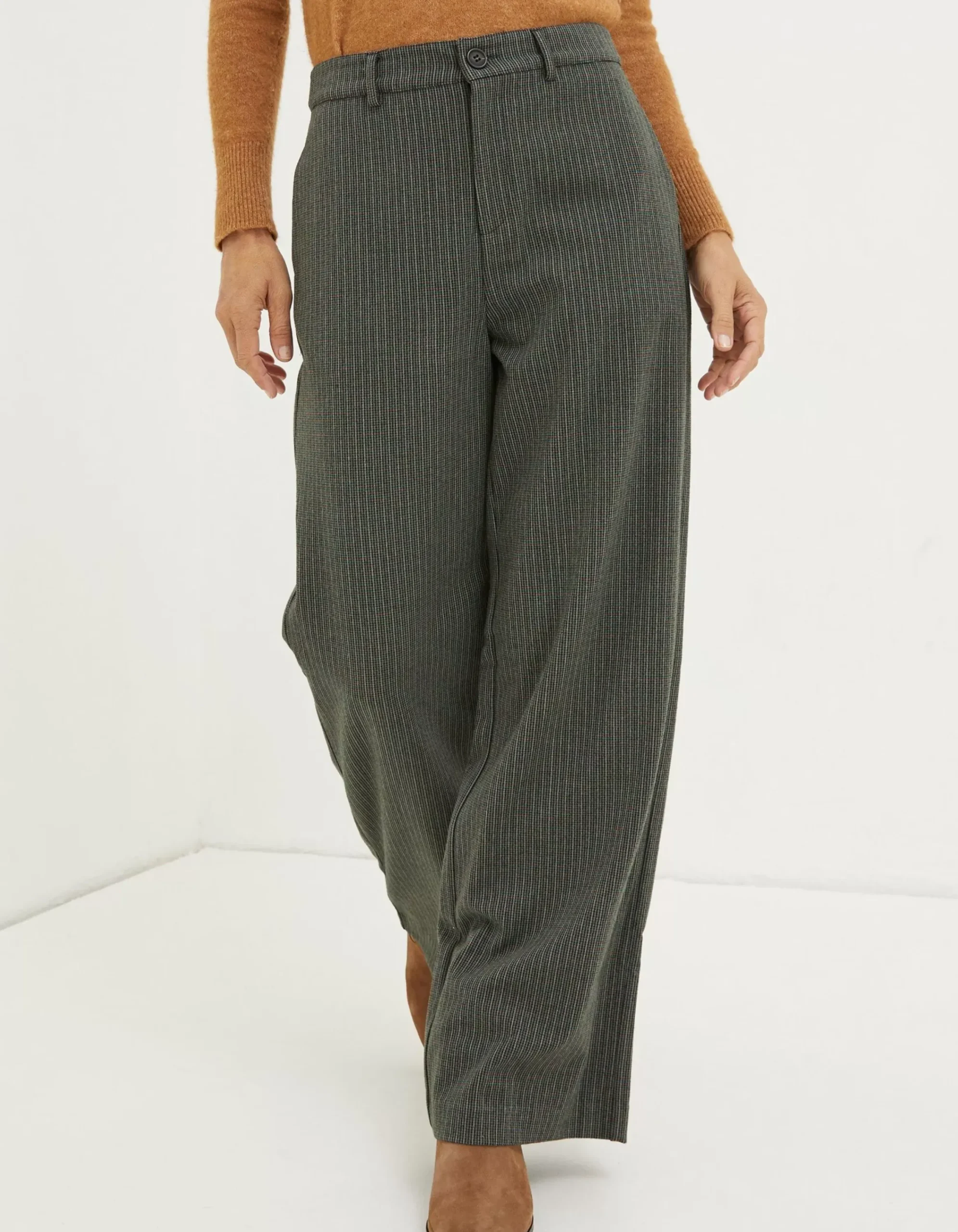 FatFace Presley Mini Check Trouser Charcoal Grey Sale