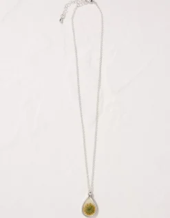 FatFace Pressed Daisy Necklace Silver Discount