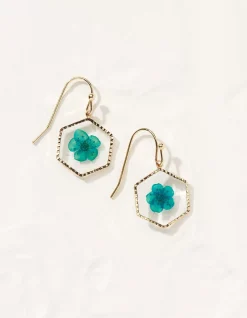 FatFace Pressed Flower Earrings Green Outlet