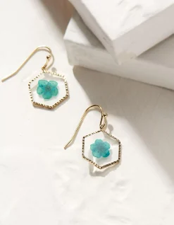 FatFace Pressed Flower Earrings Green Outlet