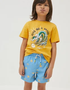 FatFace Pufferfish Swim Shorts Light Blue Clearance