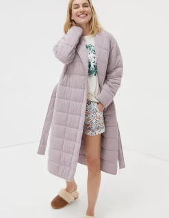 FatFace Quilted Dressing Gown Lilac Clearance