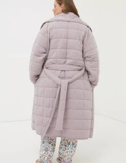 FatFace Quilted Dressing Gown Lilac Clearance
