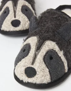 FatFace Ralphie Racoon Slipper Black