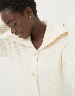 FatFace Raya Collared Cardigan Ivory Online