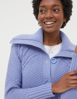 FatFace Raya Collared Cardigan Washed Blue