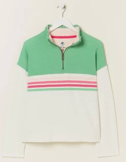 FatFace Relaxed Airlie Colour Block Sweat Green Outlet