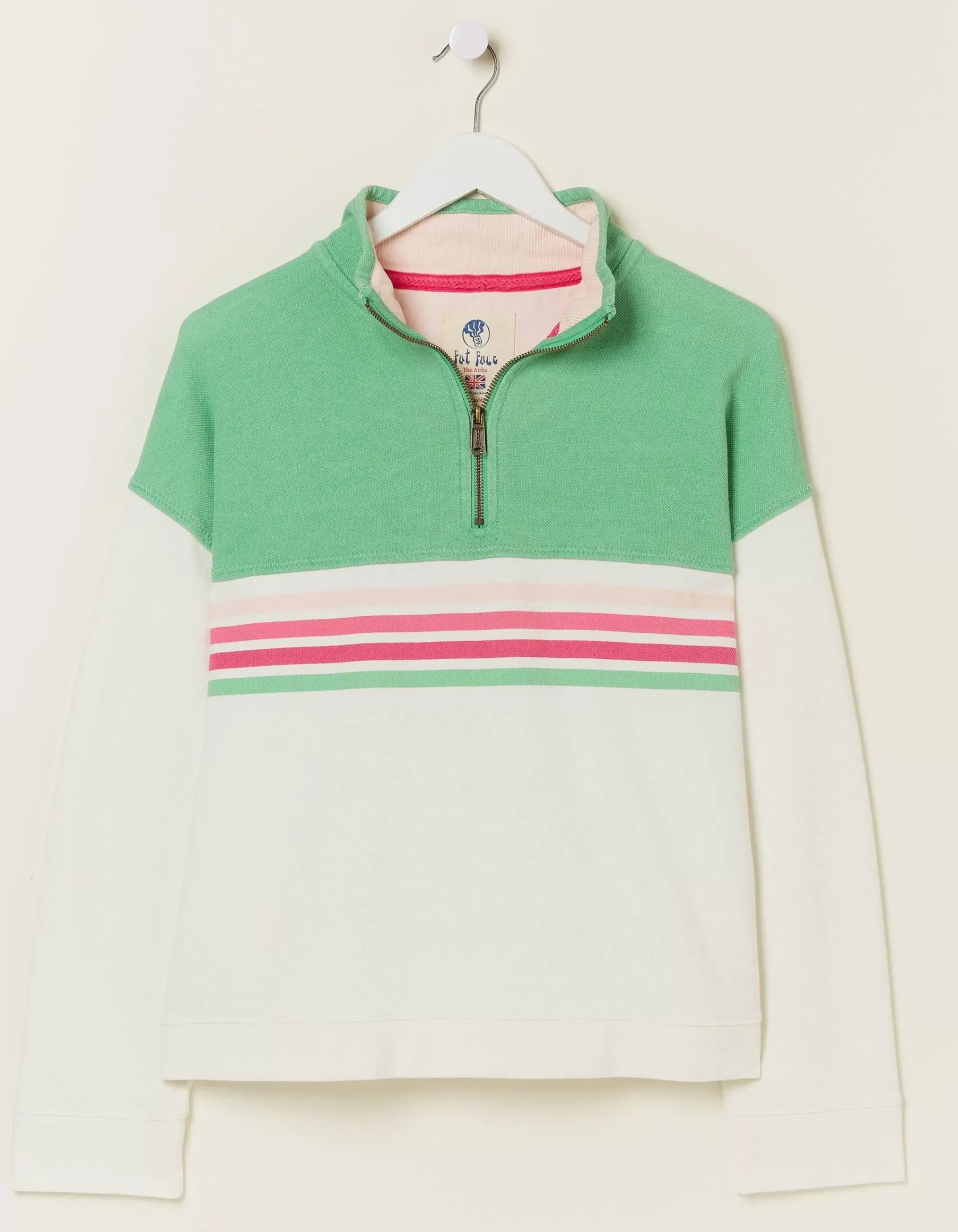 FatFace Relaxed Airlie Colour Block Sweat Green Outlet