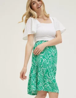 FatFace Remy Tropical Leaf Skirt Bright Green Best