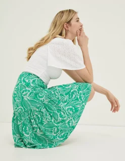 FatFace Remy Tropical Leaf Skirt Bright Green Best